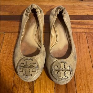 Tory Burch Gold Flats